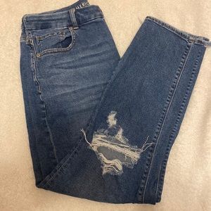 American Eagle High Rise Stretch Mom Jeans (with rips)